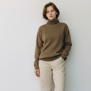 Vintage Pendleton Wool Sweater Tan Small Turtleneck Ribbed Sweater